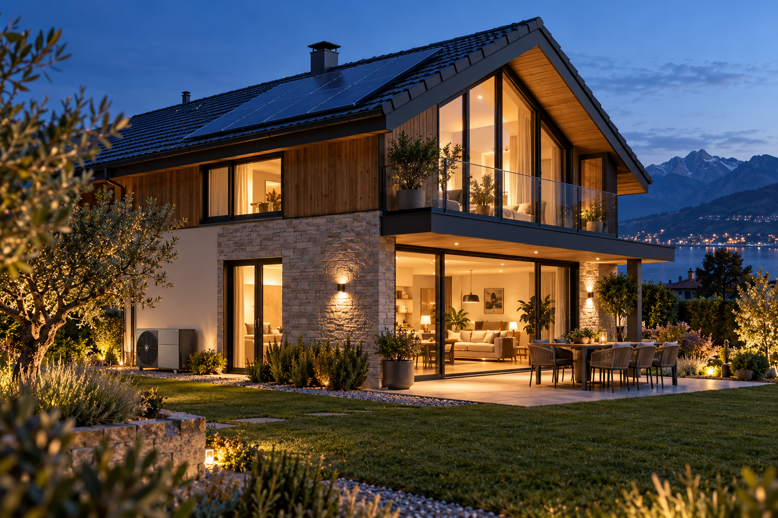 Casa contemporanea con energia solare
